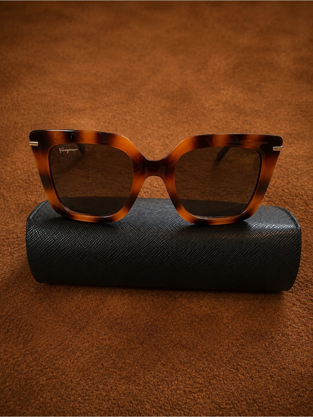 Salvatore Ferragamo Tortoiseshell Brown Square Sunglasses